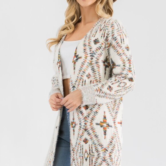 Celtic Print Boho Western Duster Cardigan - Picture 3 of 7